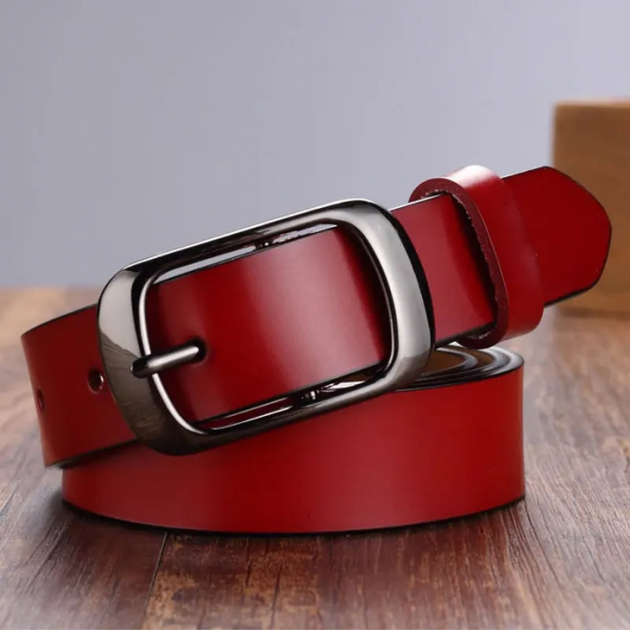 Curea din Piele Naturala dama clasica AVAMSI OL-ZK-008-HK, Rosu [3]