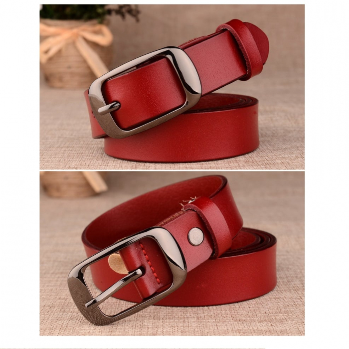 Curea din Piele Naturala dama clasica AVAMSI OL-ZK-008-HK, Rosu [2]