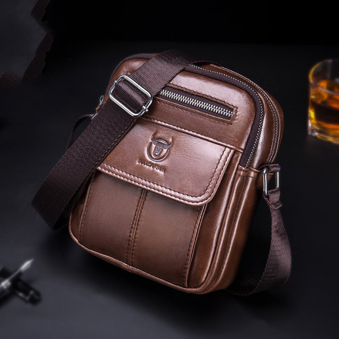 Geanta barbati, Alexander GB5848, Piele Naturala, Maro, 21x17x8 cm [2]