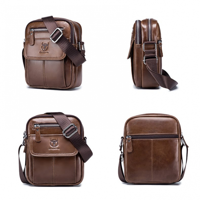 Geanta barbati, Alexander GB5848, Piele Naturala, Maro, 21x17x8 cm [4]