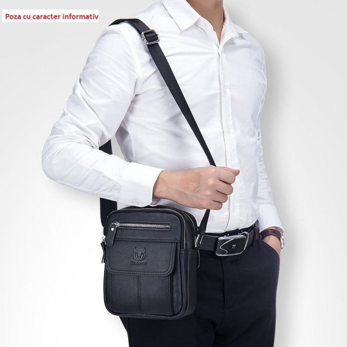 Geanta barbati, Alexander GB7899, Piele Naturala, Negru, 21x17x8 cm [8]