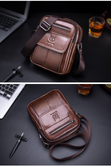 Geanta barbati, Alexander GB5848, Piele Naturala, Maro, 21x17x8 cm [3]