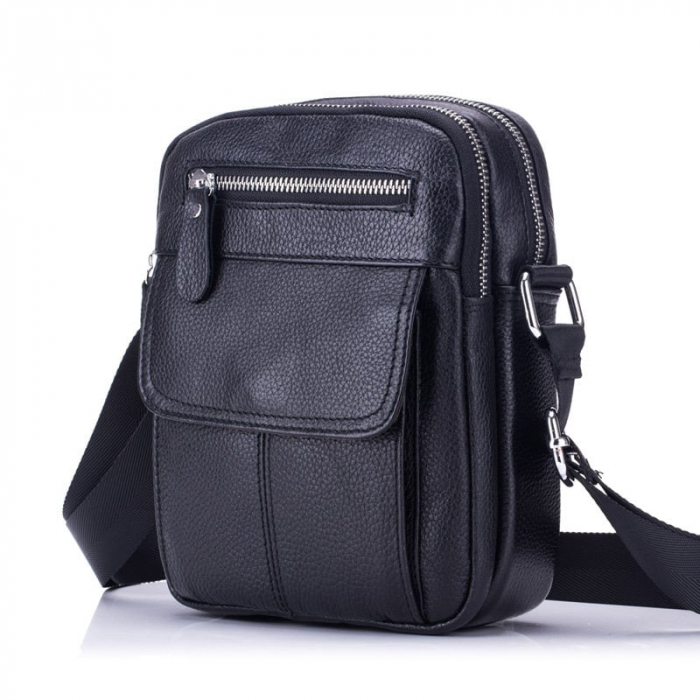 Geanta barbati, Alexander GB7899, Piele Naturala, Negru, 21x17x8 cm [4]