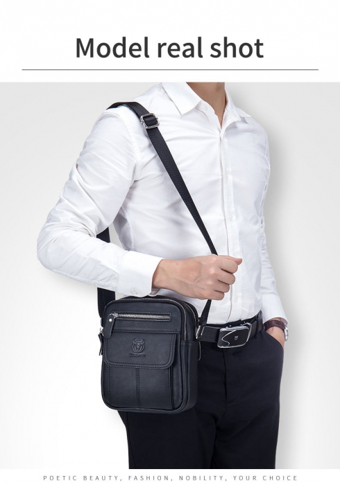 Geanta barbati, Alexander GB7899, Piele Naturala, Negru, 21x17x8 cm [15]