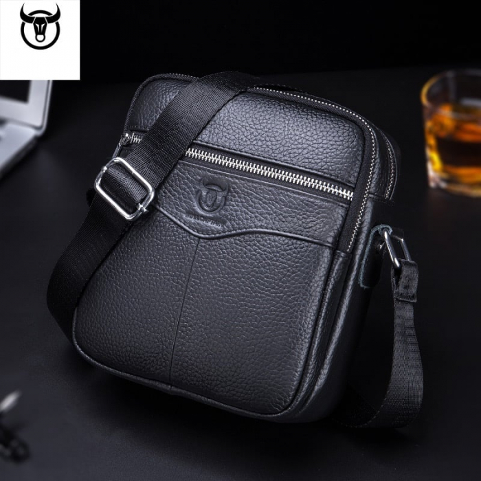 Geanta barbati, Arthur GB5655, Piele Naturala, Negru, 20x18x7 cm [2]