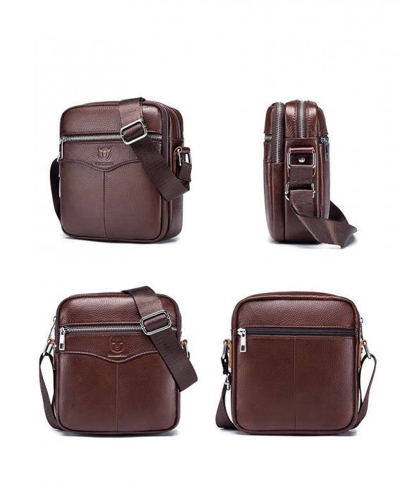 Geanta barbati, Arthur GB5656, Piele Naturala, Maro, 20x18x7 cm [2]