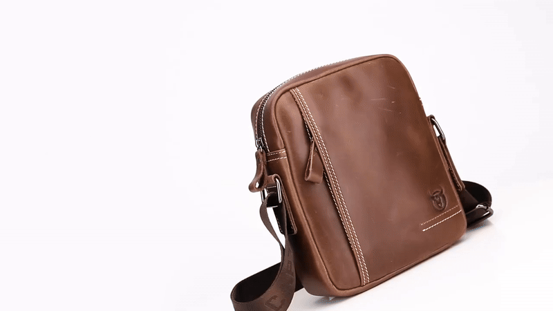 Geanta barbati, Austin GB3019, Piele Naturala, Maro, 23x19x7 cm [2]