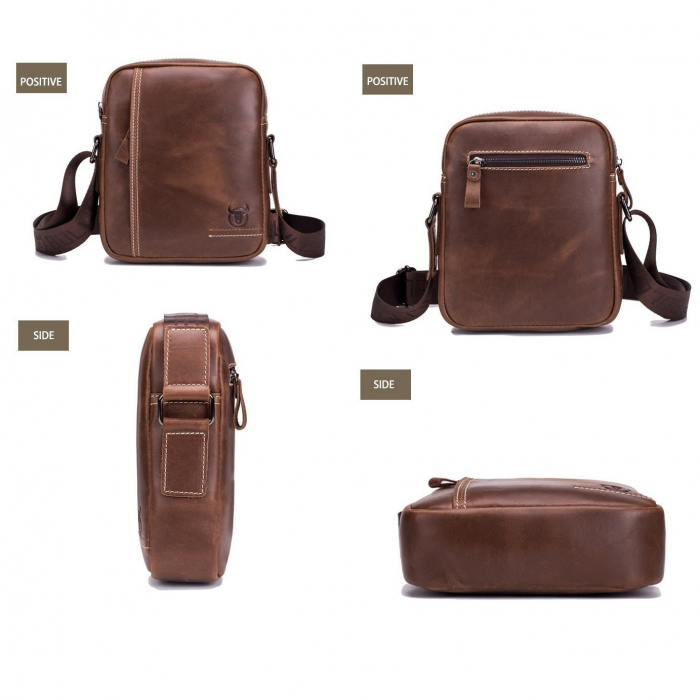 Geanta barbati, Austin GB3019, Piele Naturala, Maro, 23x19x7 cm [8]