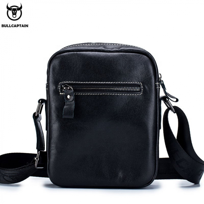 Geanta barbati, Austin GB5527, Piele Naturala, Negru, 23x19x7 cm [6]