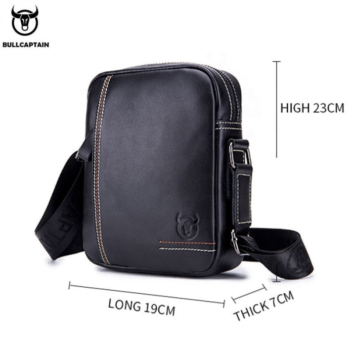 Geanta barbati, Austin GB5527, Piele Naturala, Negru, 23x19x7 cm [4]