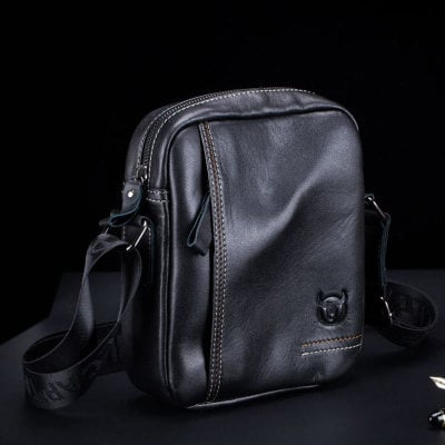 Geanta barbati, Austin GB5527, Piele Naturala, Negru, 23x19x7 cm [14]