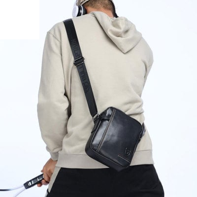 Geanta barbati, Austin GB5527, Piele Naturala, Negru, 23x19x7 cm [13]