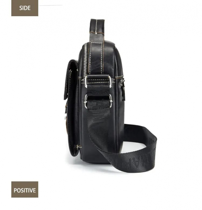 Geanta barbati, Benjamin GB7713, Piele Naturala, Negru, 22x18x8 cm [2]