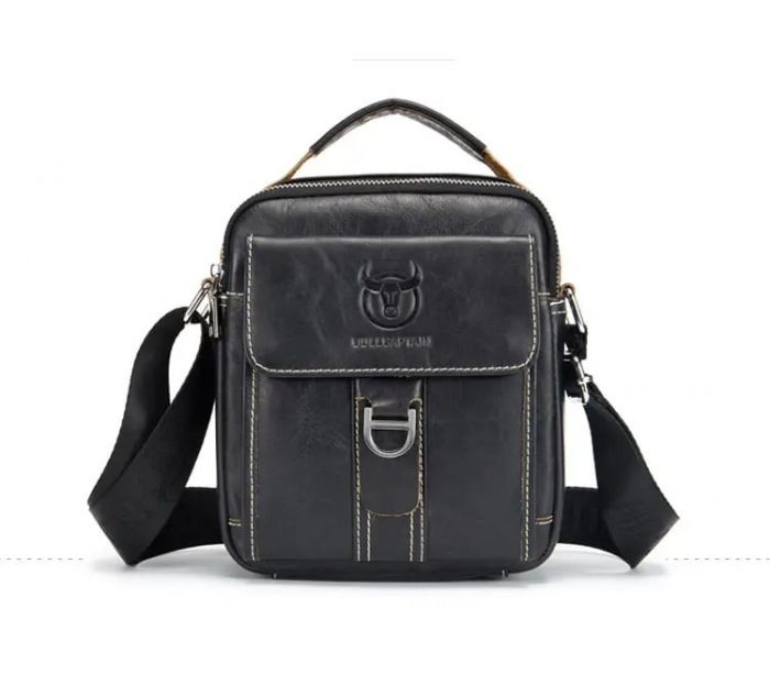 Geanta barbati, Benjamin GB7713, Piele Naturala, Negru, 22x18x8 cm [1]