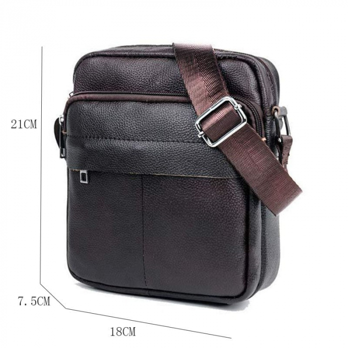 Geanta barbati BULLCAPTAIN, borseta de serviciu, geanta de umar, BC-01 Piele Naturala, 21x18x7.5 CM [4]