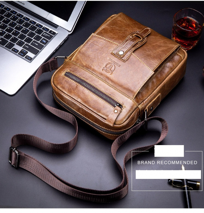 Geanta barbati BULLCAPTAIN, borseta de serviciu, geanta de umar, BC-053-L, Piele Naturala, 28x21x10CM [2]