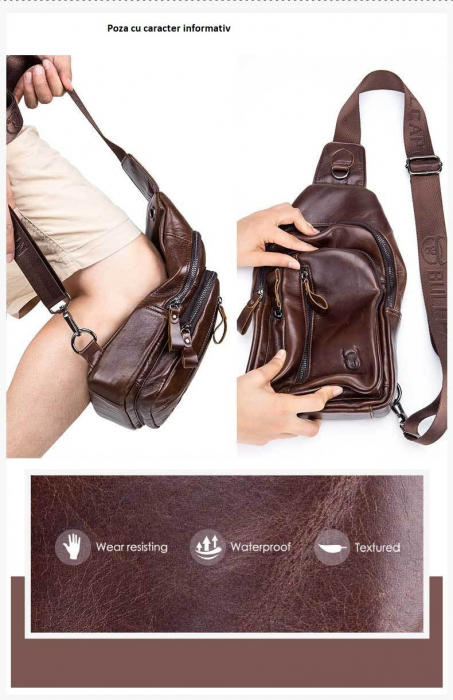 Geanta barbati BULLCAPTAIN, borseta de serviciu, geanta de umar, BC-100, Piele Naturala, 32x18x5.5CM [5]