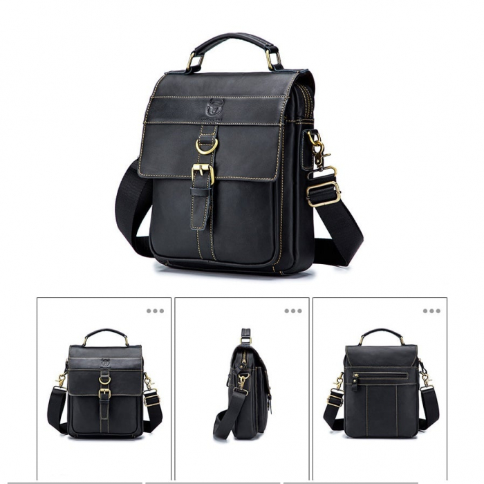 Geanta barbati, Harrison GB7733, Piele Naturala, Negru 27.5x23x9 cm [2]