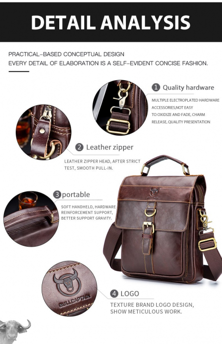Geanta barbati, Harrison GB7733, Piele Naturala, Negru 27.5x23x9 cm [8]