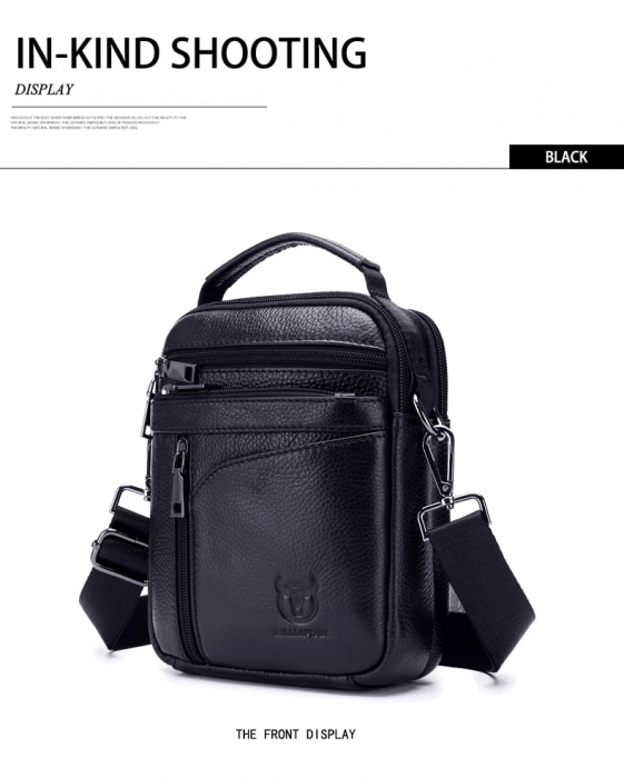 Geanta barbati, Henry GB7687, Piele Naturala, Negru, 23x18x7.5cm [7]
