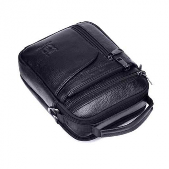 Geanta barbati, Henry GB7687, Piele Naturala, Negru, 23x18x7.5cm [14]