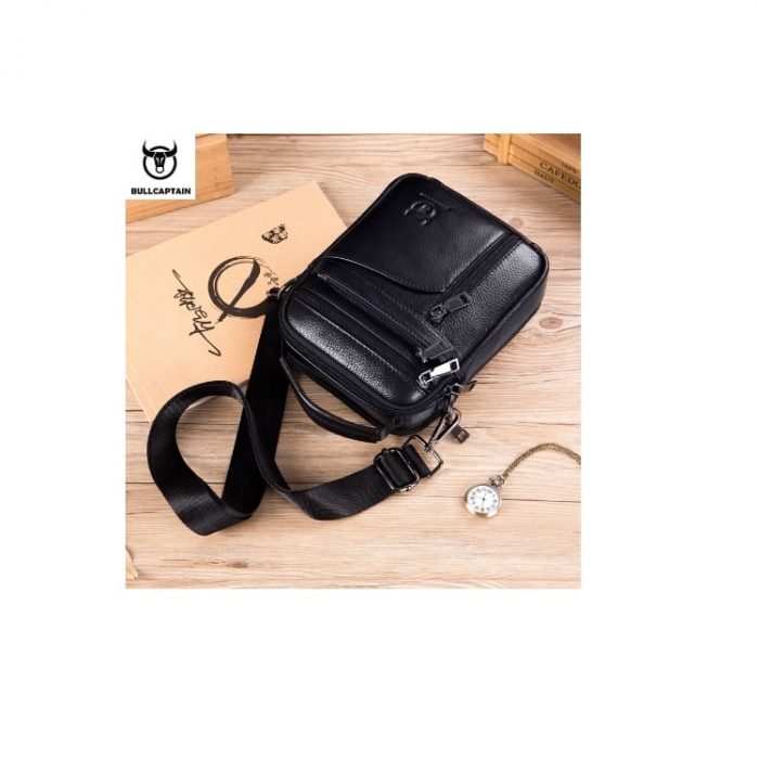 Geanta barbati, Henry GB7687, Piele Naturala, Negru, 23x18x7.5cm [18]