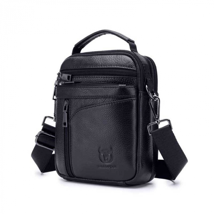 Geanta barbati, Henry GB7687, Piele Naturala, Negru, 23x18x7.5cm [15]