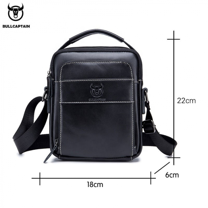 Geanta barbati, Iacov GB7603, Piele Naturala, Negru, 22x18x6 cm [2]