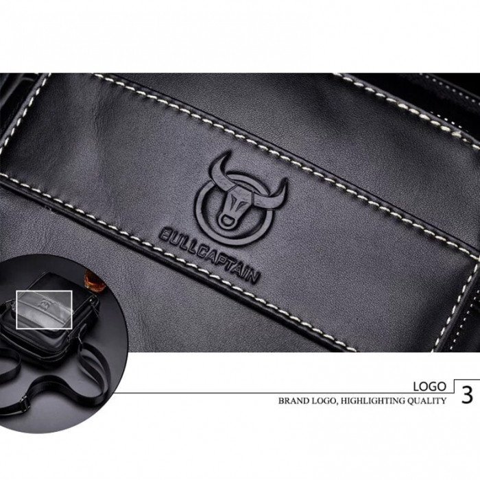 Geanta barbati, Iacov GB7603, Piele Naturala, Negru, 22x18x6 cm [7]