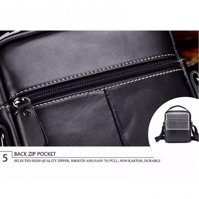 Geanta barbati, Iacov GB7603, Piele Naturala, Negru, 22x18x6 cm [9]