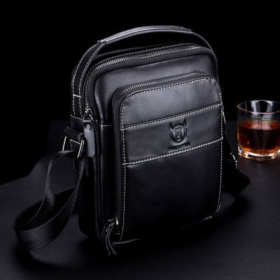 Geanta barbati, Iacov GB7603, Piele Naturala, Negru, 22x18x6 cm [3]