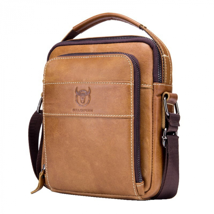 Geanta barbati, Iacov GB7604, Piele Naturala, Maro, 22x18x6 cm [1]