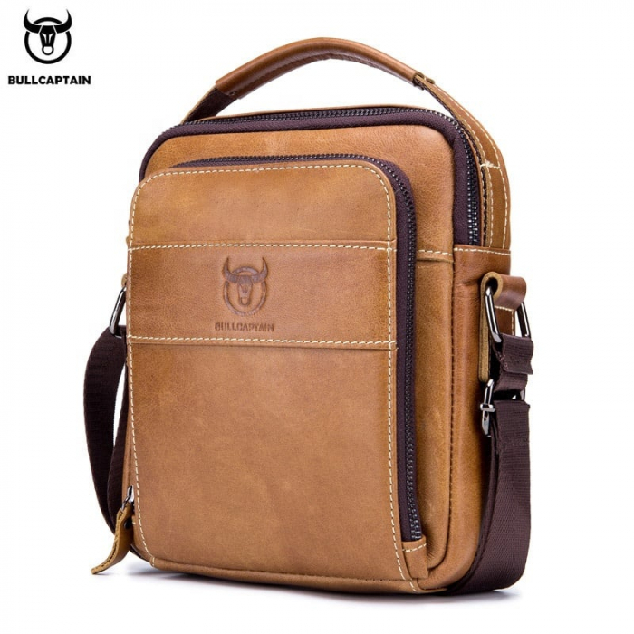 Geanta barbati, Iacov GB7604, Piele Naturala, Maro, 22x18x6 cm [6]