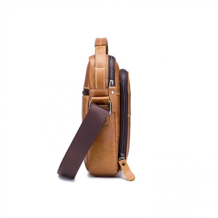 Geanta barbati, Iacov GB7604, Piele Naturala, Maro, 22x18x6 cm [2]