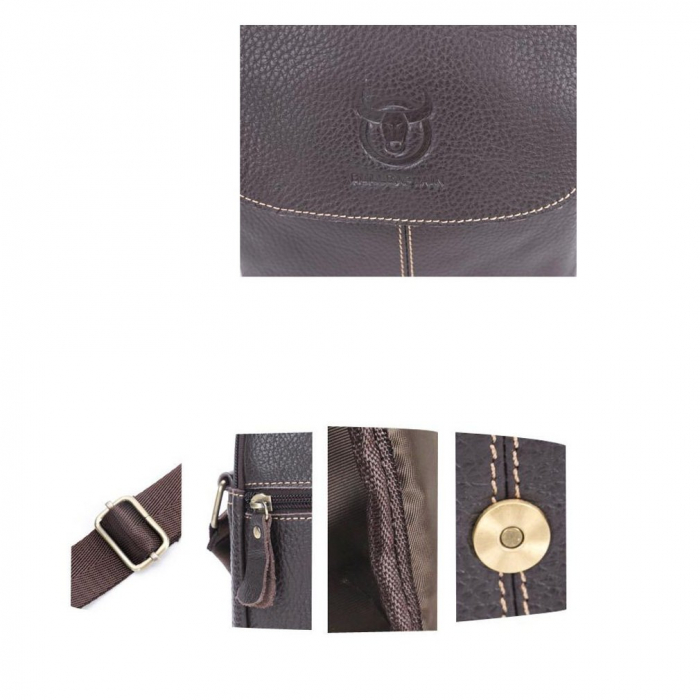 Geanta barbati, Jack GB7639, Piele Naturala, Maro, 22x21x8 cm [5]