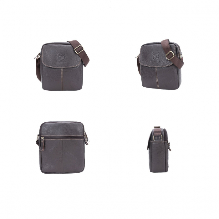 Geanta barbati, Jack GB7639, Piele Naturala, Maro, 22x21x8 cm [2]