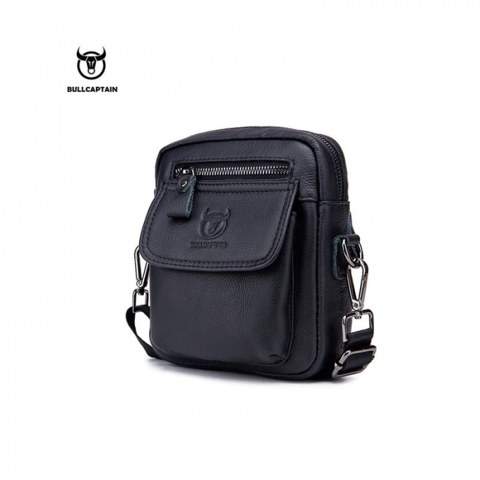 Geanta barbati, James GB7587, Piele Naturala, Negru, 20x16x8 cm [11]