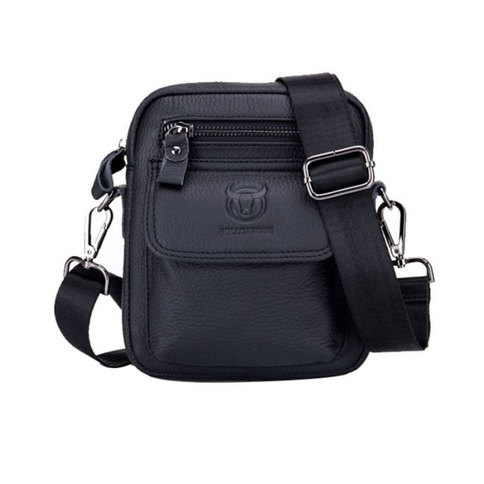 Geanta barbati, James GB7587, Piele Naturala, Negru, 20x16x8 cm [6]