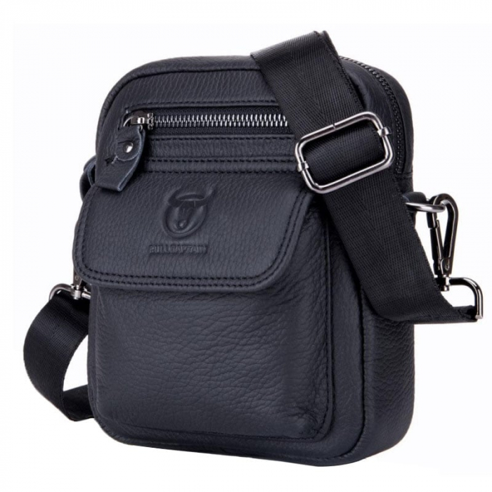 Geanta barbati, James GB7587, Piele Naturala, Negru, 20x16x8 cm [8]