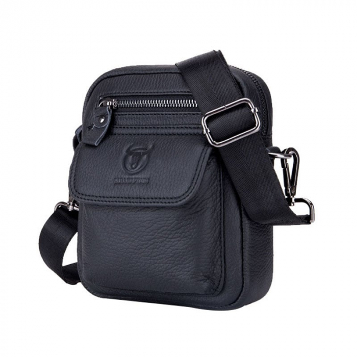 Geanta barbati, James GB7587, Piele Naturala, Negru, 20x16x8 cm [2]