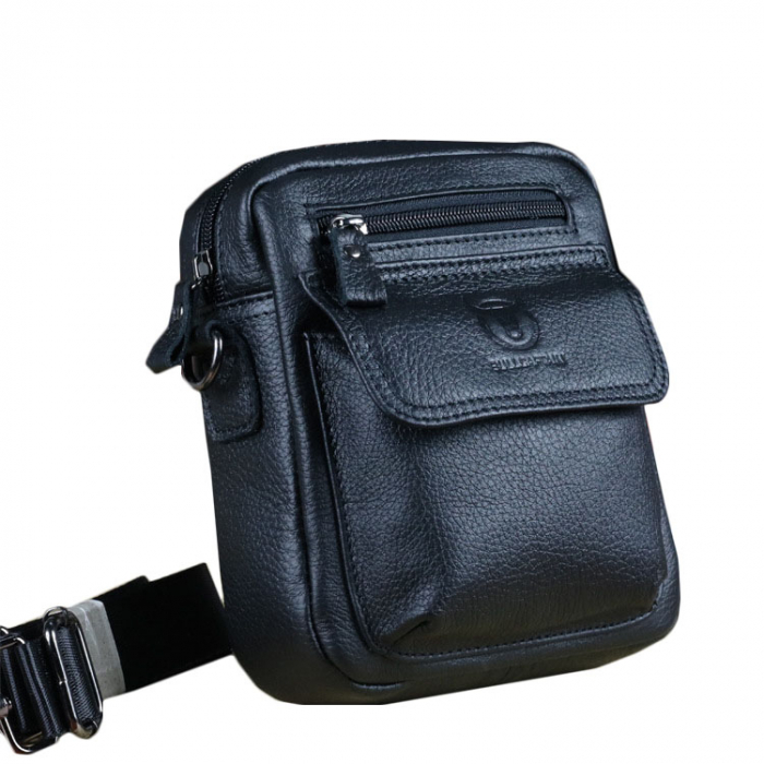 Geanta barbati, James GB7587, Piele Naturala, Negru, 20x16x8 cm [1]