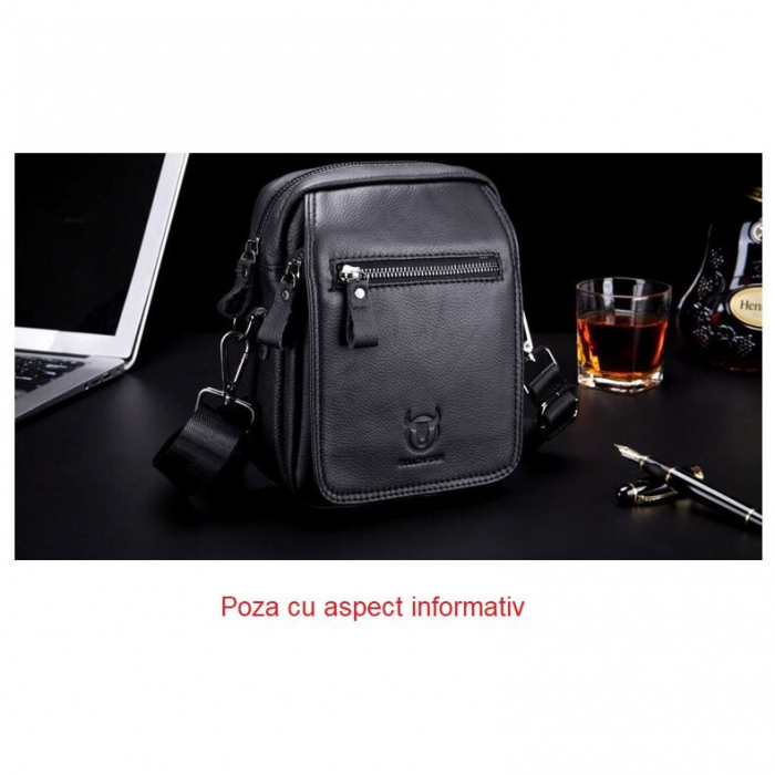 Geanta barbati, Jasp GB3028, Piele Naturala, Cafeniu, 21x16x7 cm [6]