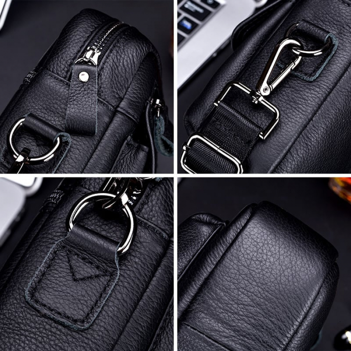 Geanta barbati, Jasp GB5073, Piele Naturala, Negru, 21x16x7 cm [5]