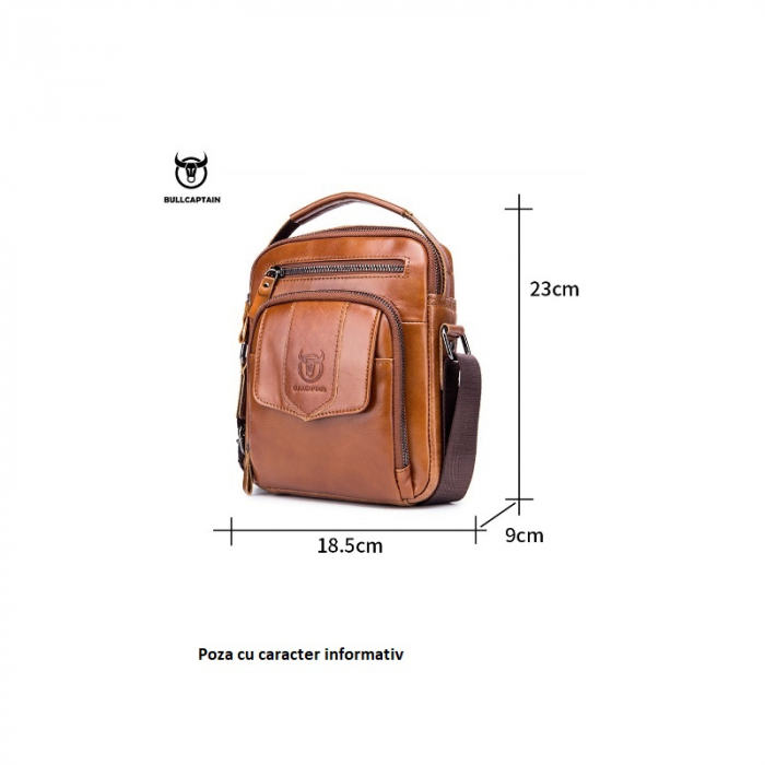 Geanta barbati, Leonardo GB4791, Piele Naturala, Negru, 23x18.5x9 cm [3]