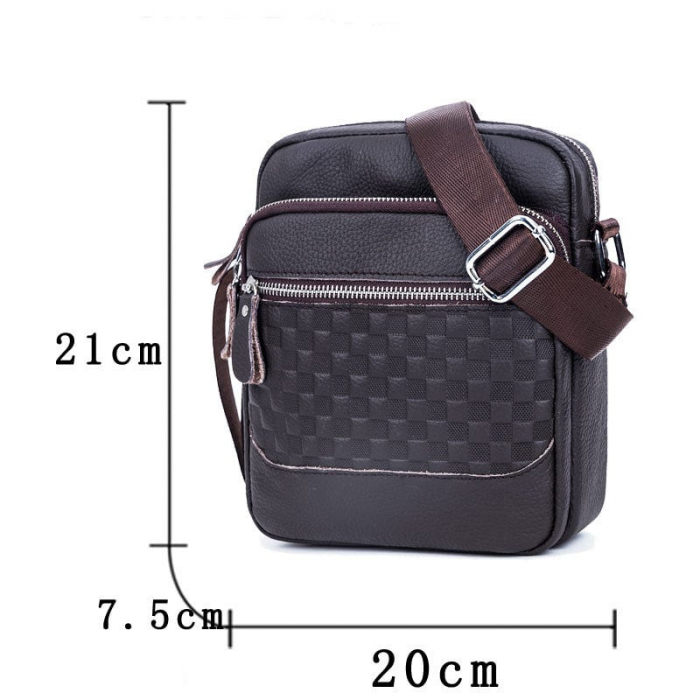 Geanta barbati, Miles GB4757, Piele Naturala, Maro, 21x20x7.5 cm [3]