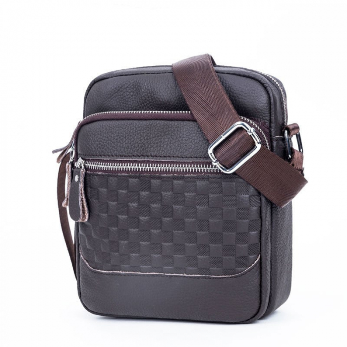 Geanta barbati, Miles GB4757, Piele Naturala, Maro, 21x20x7.5 cm [2]