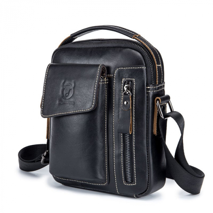 Geanta barbati, William GB5676, Piele Naturala, Negru 23x18x8 cm [1]