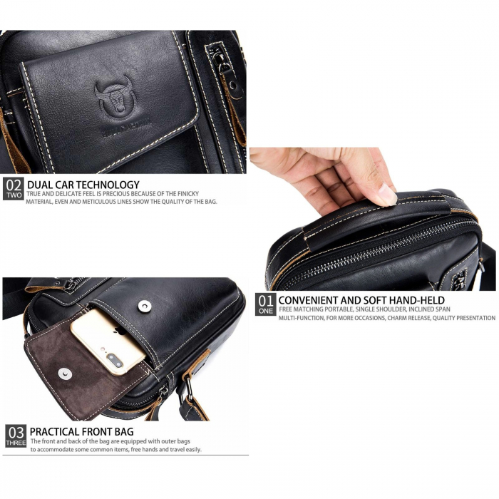 Geanta barbati, William GB5676, Piele Naturala, Negru 23x18x8 cm [5]