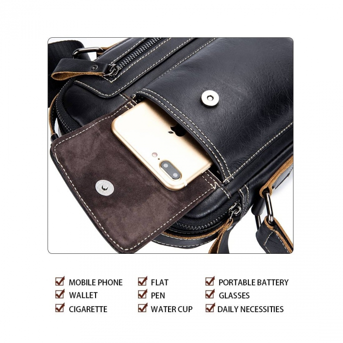 Geanta barbati, William GB5676, Piele Naturala, Negru 23x18x8 cm [6]