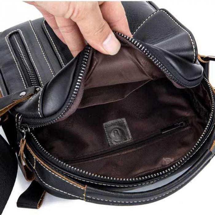 Geanta barbati, William GB5676, Piele Naturala, Negru 23x18x8 cm [2]